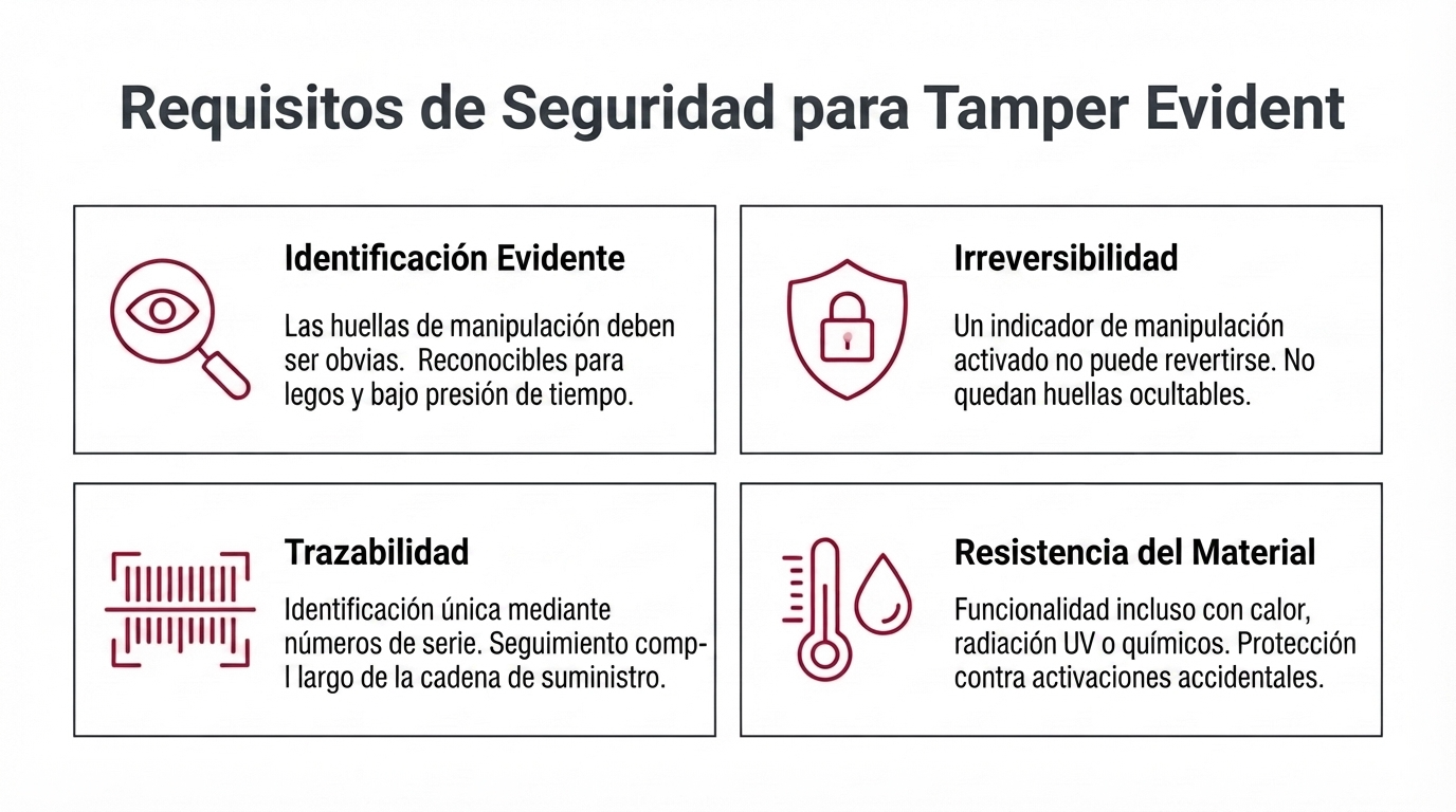 Cuatro características de seguridad diferentes de un coche, entre las que se incluyen los precintos a prueba de manipulaciones y la protección contra la manipulación.