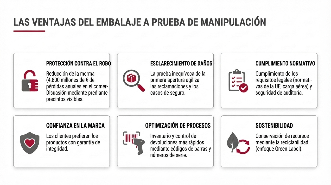 Cuatro pasos para un proyecto de embalaje exitoso: embalaje a prueba de manipulaciones, tamper evident, cinta adhesiva de seguridad, protección contra la falsificación.