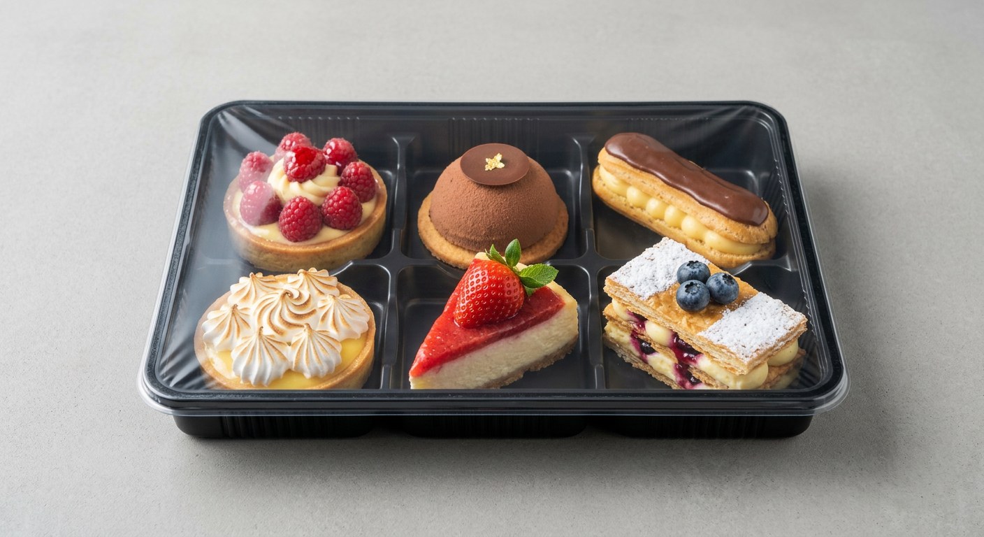 Patisserie in a MAP tray with a clear anti-fog lidding film