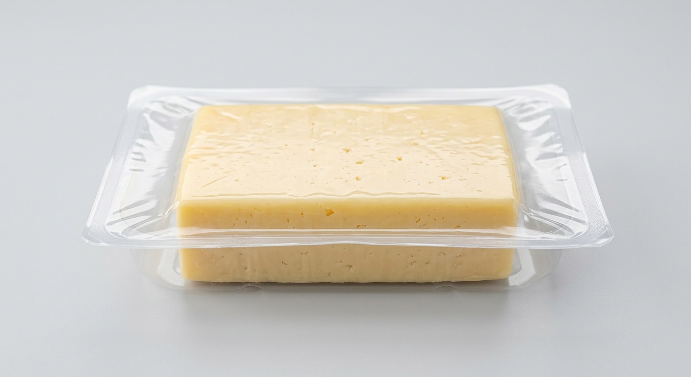 Sliced cheese in a thermoformed skin pack