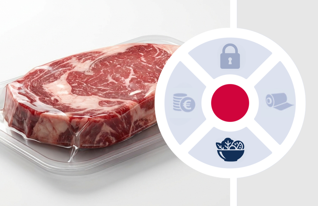 Ribeye steak vacuum skin packed in a clear thermoformed pack
