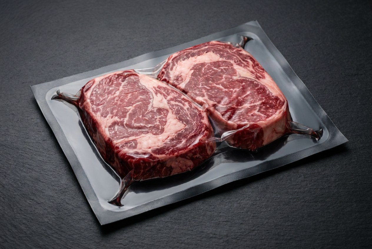 Beef primal vacuum packed in a barrier bag