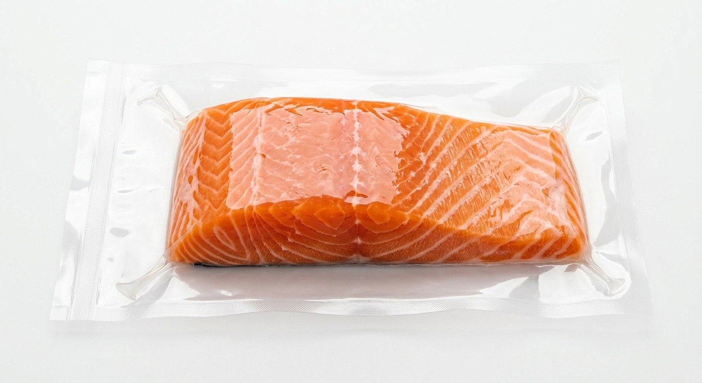 Salmon fillet vacuum packed in a barrier bag