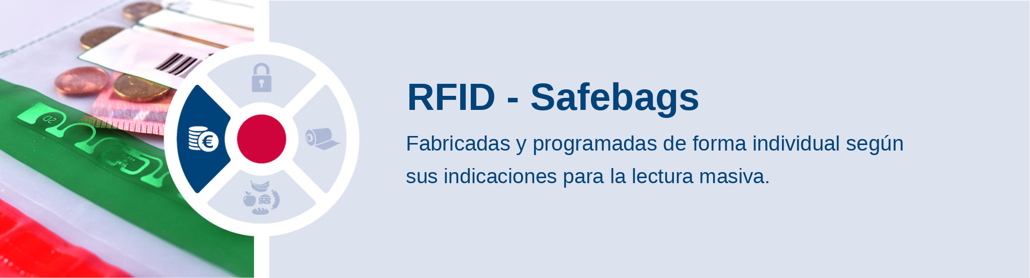 RFID - Safebags. Fabricadas y programadas de forma individual según sus indicaciones para la lectura masiva.
