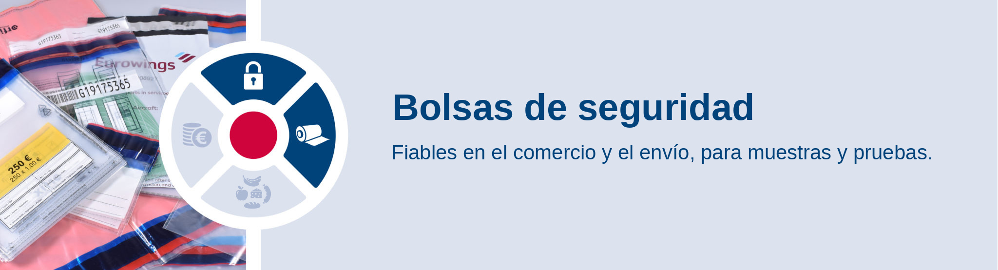 Bolsas de seguridad. Fiables en el comercio y el envío, para muestras y pruebas.